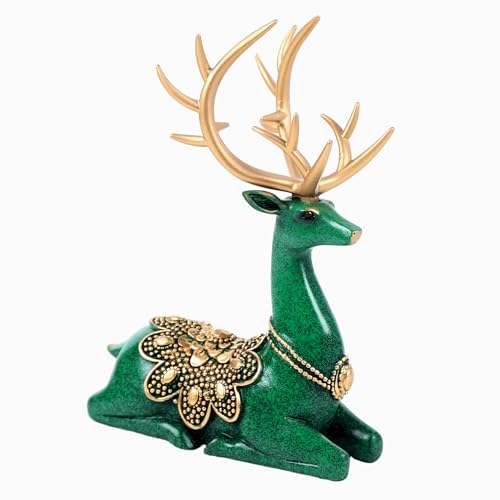 Set de dos estatuas de ciervos verdes decorativos miniatura 7