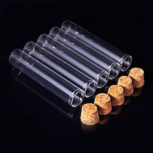 Image of BENECREAT 20 Pack 30ml (1oz) Glass Tubes with Cork Stoppers, Small Clear Empty Bottles for Essential Oils, Perfume, Science Experiments & Decorative Storage