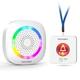 TECKNET Wireless Caregiver Pager, SOS Caregiver Call Button, Smart Life Alert Systems with 5-Level Volume Control, Plug Play & 500ft, Fall Alert Devices for Elderly/Pregnant Women/Patient/Disabled.