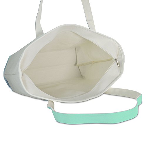 Dalix 23" Premium 24 Oz. Cotton Canvas Shopping Tote Bag In Mint Green #TOP7