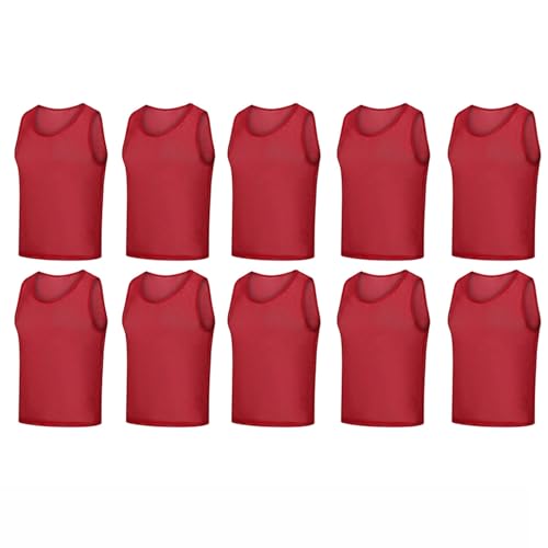 Zenithia 10 pièces Bavoirs de Football,T-Shirts de Marqueur de Gilet d'entraînement Scrimmage,Maillot en Maille,Maillots Pinnies de Sports d'équipe,pour Hommes Dames Juniors (9 Couleurs)