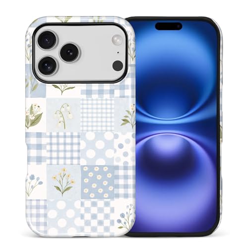 Coque iPhone 17 Pro fleur bleue hybride antichoc de qualité militaire