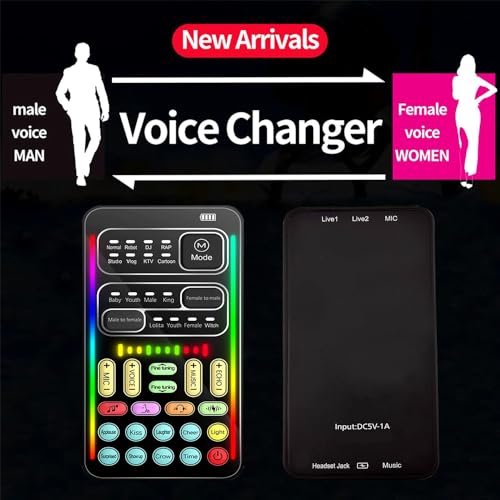 Azonee Portable Voice Changer, Handheld Microphone Voice Changer with 8 Sound Effects,Portable Mini Voice Changer Device Sound Effects Machine for Mobile Phone PC Laptops PS4 Xbox One Games