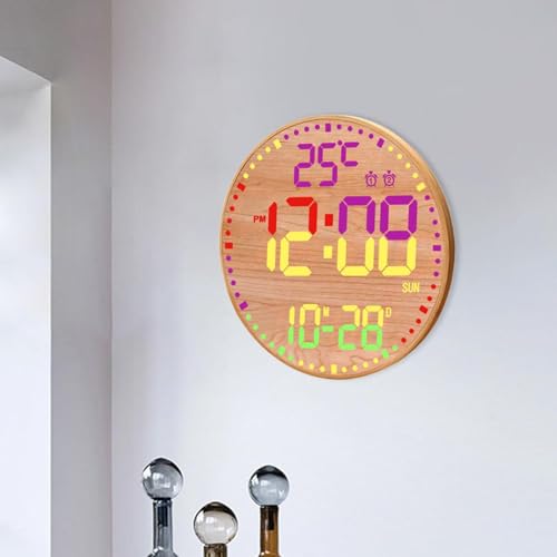 Horloge murale numérique RVB à luminosité réglable et télécommande