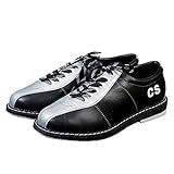 FJJLOVE Leder Bowlingschuh, Unisex Lightweight Bowls Schuhe Lace Up Casual Fashion Trainer Atmungsaktive Indoor Sports Schuhe Für Herren Womens,Grau,36