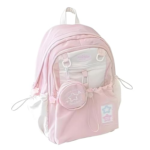 Rosy Posy Backpack, Rosy Posy Cream Star Drawstring Backpacks, Large Capacity, Comfortable Straps (Pink)