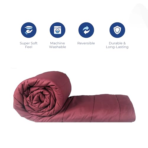 Image of Zinnia Ultra Soft Microfibre Reversible Comforter -Double 230 X 255 CM, Light Purple and Burgundy(Solid - Dark)