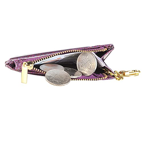 Image of woogwin Slim RFID Credit Card Holder for Women Mini Front Pocket Wallet Purse With Keychain, Glitter Purple, small, Compact