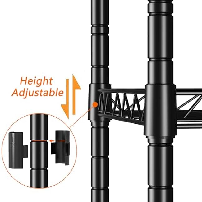 REGILLER 3-Tier Storage Shelves and Racks,Storage Room Shelf,Metal Adjustable Shelving Unit,Closet Shelf Organizer,Storage Wire Racks for Warehouse,Closet,Kitchen(Black,11.4 D x 16.5 W x 32.6 H)