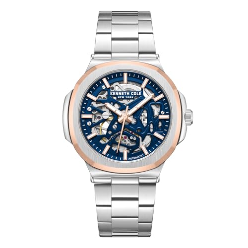 Image of Kenneth Cole Automatic Blue Dial Silver Stainless Steel Strap Watch for Men - KCWGY0046201MN