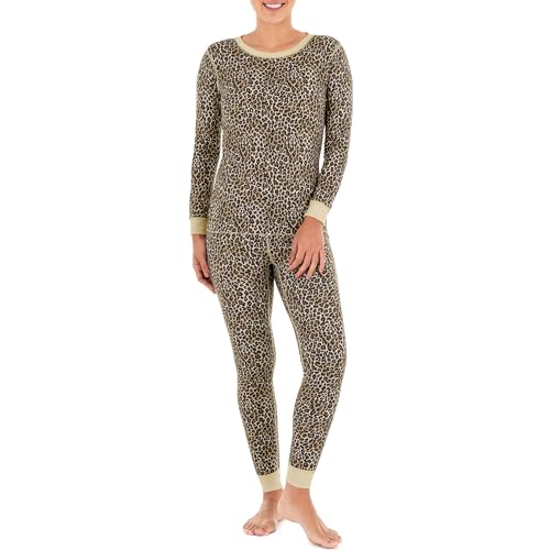 Fruit of the Loom Women's Micro Waffle Thermal Set, Animal Print, Medium
