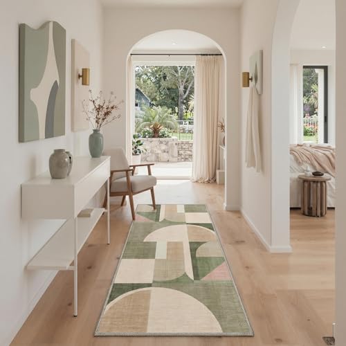 BEIMO Area Rugs 3x5 for Living Room Bedroom, Geometric Blocks Print Pattern Modern Abstract Machine Washable Rug, Soft Low Pile Floor Carpet with Non Slip Backing for Dining Room, Sage Beige - Image 4