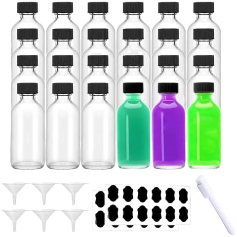24 Pcs Eidoct Glass Shot Bottles Set Cover
