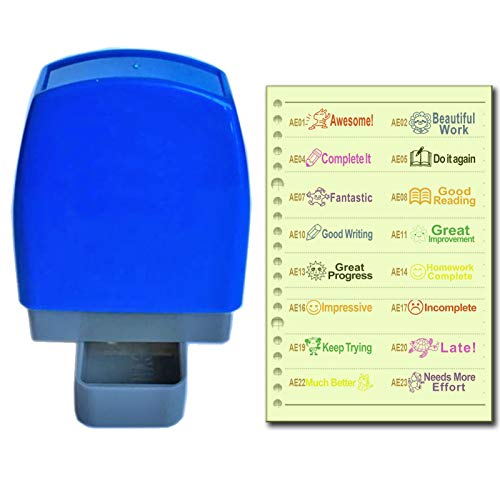 SSEELL Set of 4 Self Inking Teacher Stamp Self-Inking Rubber Stamps School Teachers Review Homework Feedback Stamps Stationary Flash Stamps. 8 Ink Color Customization. Over 40 Text Options