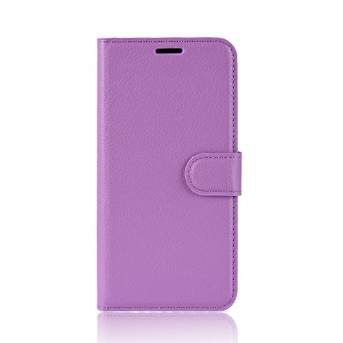 CANDY HOUSE Flip Coque pour Blackberry KEY2 Le/Keytwo Lite, Texture de Litchi PU Cuir Portefeuille avec Dragonne Porte Carte Protecteur Housse Etui Magnétique (Violet)