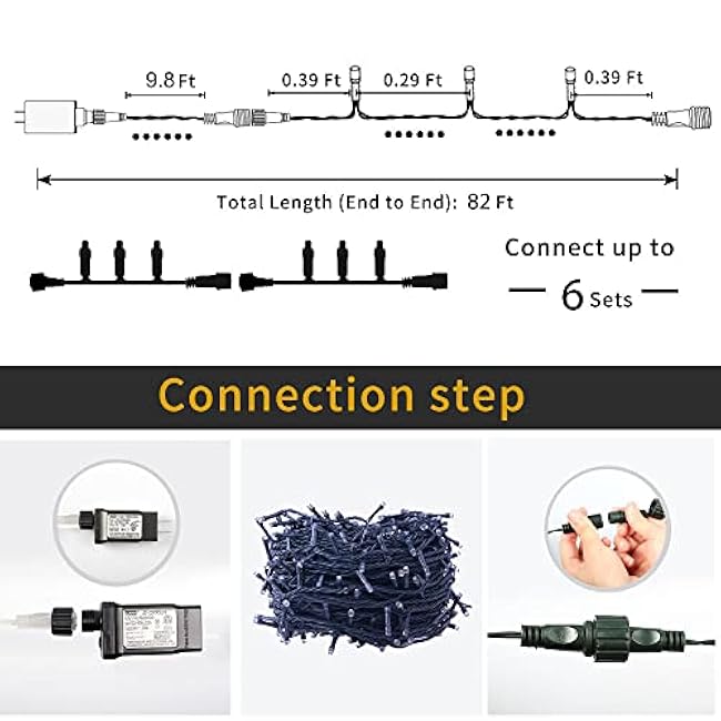 Halloween Indoor String Lights Orange - 220 LEDs 82ft/25m Memory Function 8 Modes End-to-End Plug in Outdoor Waterproof Fairy Twinkle Tree Fall Lights for Autumn/Thanksgiving Day/All Saints' Day/Yard