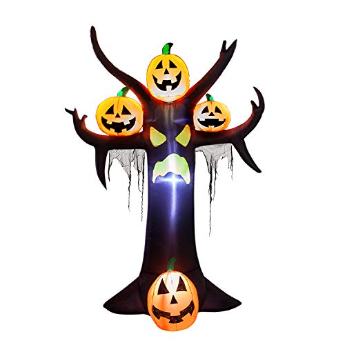 YIHONG 10 Ft Halloween Inflatables Dead Tree with Pumpkins Decorations - Blow up Party Decor for Indoor Outdoor Yard with LED Lights