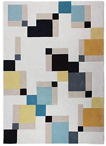 Image of Mordern Design Handmade Tufted Carpet Pure Woollen Export Quality Carpet for Living Room, Bedroom Hall [ Size 6 x 8, Color White Beige ]