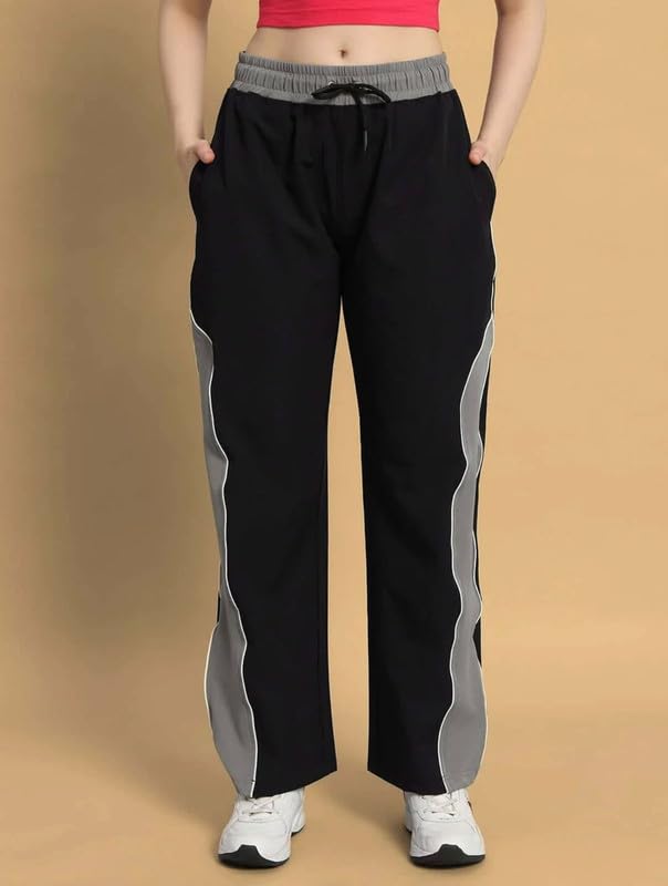 Image of Imsa Moda Women's Polycotton Straight Fit Track Pant | Gym Trackpants & Activewear Trouser | Casual Sports Lower for Gym, Yoga