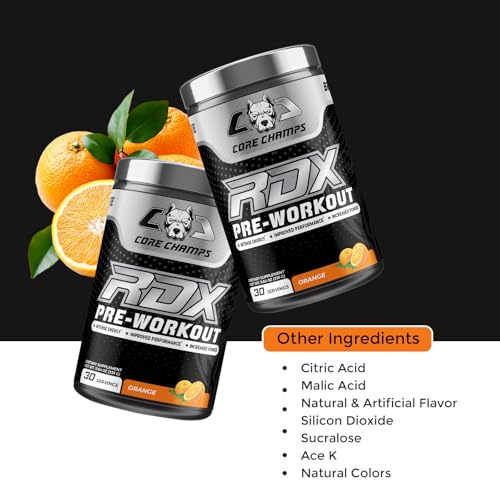 Image of Pre Workout Powder for Men & Women | Enhanced Energy, Focus, & Pumps + Cognitive Enhancers | 300mg Caffeine | 30 Servings (Orange)