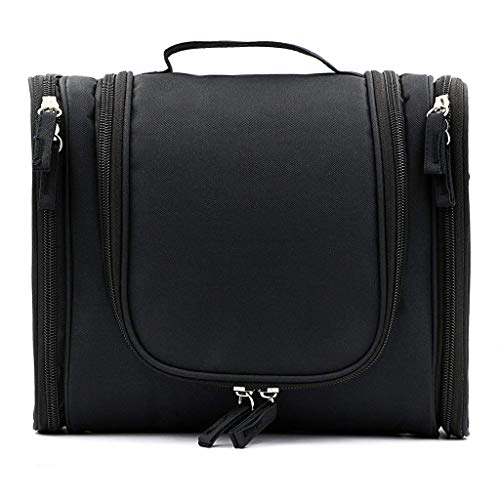 Image of ERHETUS Multifunctional Extra Large 20 Cms Cosmetic Bag for Travel | Makeup Organiser for Accessories for Women | Waterproof Household Grooming Kit Storage Bags with Hook for Hanging for Men - Black
