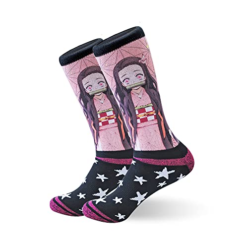 KKSJK Chaussettes Demon Slayer, Chaussettes Rose fantaisie Sneaker, Chaussettes Chaudes et Respirantes Cover