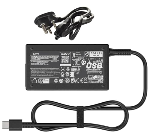 Image of 65W USB C Laptop Charger AC Adapter for HP Spectre X360,Spectre,Elitebook x360,Elitebook,Envy,Chromebook,Elite x2,ProBook Travel Type C (3 Pin with Power Cable) (H /P 65W Type-C)