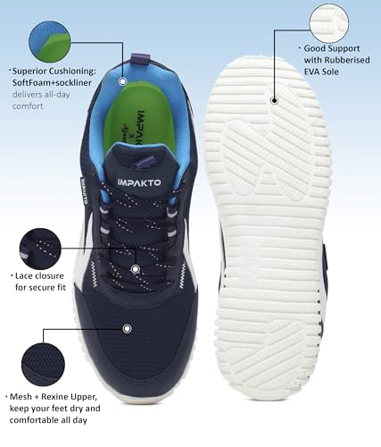 Image of Impakto Driftwave Men Running Shoes | Lightweight & Breathable Shoes for Gym, Training & Travel Cushioned Insole for Comfort | Wide Toe | Slip Resistance oustole for Ground Traction