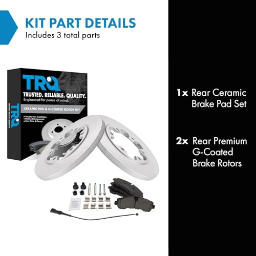 Image of TRQ Rear Brake Pad and Rotor Set Ceramic Solid Rotors Compatible with 2020-2022 Ford Transit-350 HD