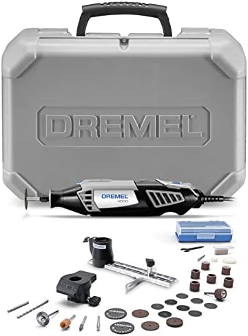 Dremel 4000-2/30 High Performance Rotary Tool Kit- 2 Attachments & 30 Accessories- Grinder, Sander, Engraver- Perfect for Routing, Black, Full Size, 32 Piece Kit , Gray