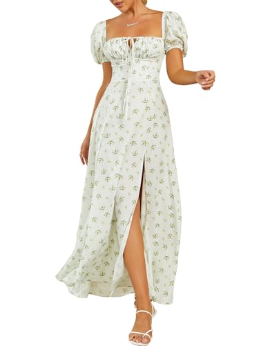 Image of KUTUMAI Women Summer Puff Sleeve Off Shoulder Floral Flowy Long Maxi Dress