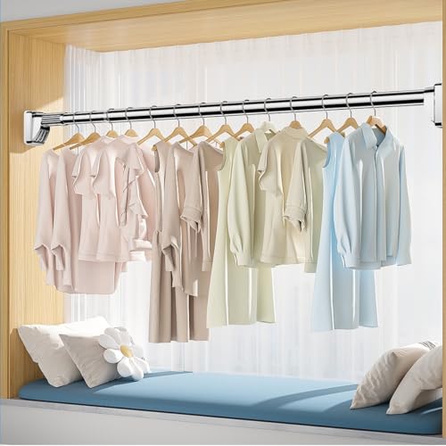 Tringle réglable sans perçage en acier inoxydable pour placard