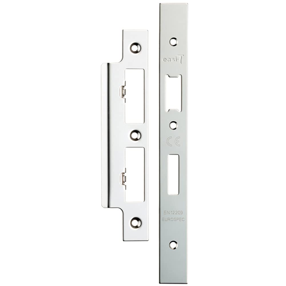 Loops Door Plates - Forend Strike & Fixing Pack - Bright Steel