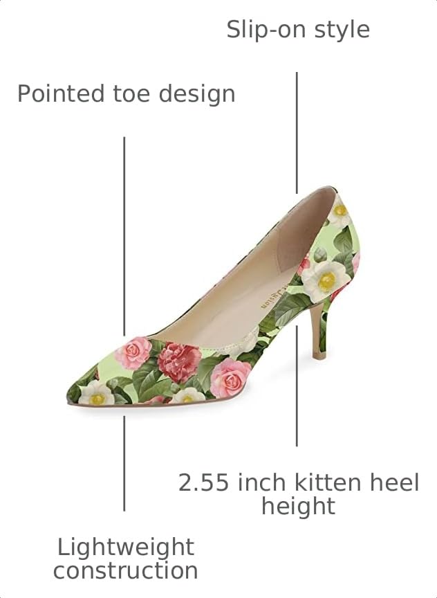 Image of Reindee Lusion Womens Low Kitten Comfortable High Heels Music Note Printed Closed Toe Sexy Pumps Shoes