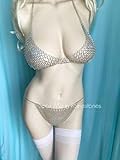 QUALITYMUSICSHOP Chain-Link-Bikini-Chainmail-Lingerie-Bra-Thong-Pantie-Silver-Metal-Medieval
