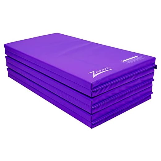 Z-Athletic Folding Panel Mats for Gymnastics, Martial Arts, Tumbling (4ft x 12ft x 2in, Purple)