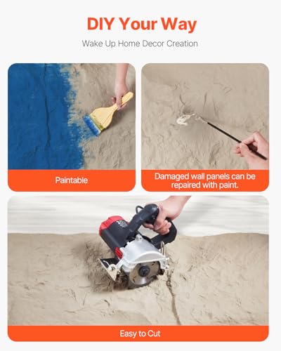 VEVOR Panneaux Muraux 3D, Lot de 4, Panneau Mural Décoratif en PU Imitation Pierre Naturelle, 120x60 cm, Couverture 2,97 m², Décoration Intérieure pour Plafond, Chambre, Salle de Jeux, Pierre Jaune – vue 3