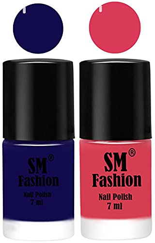 Image of Long Lasting Nail Polish | Nail Paint Combo 7 ml Each) - Set of 2 Dark Blue-Rose