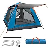 Gziztx Camping Zelt 4-6 Personen 240x240x154 cm Pop Up Zelt für Familien im Freien, wasserdichte Kuppelzelt Winddicht Automatisches Wurfzelt, geeignet für Reisen, Strand, Bergsteigen (Blau)