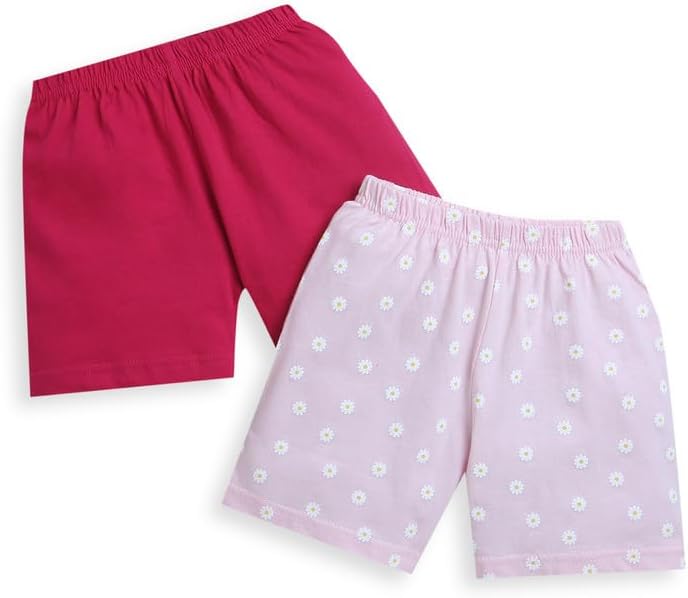 BUMZEE Pink & Light Pink Girls Shorts Pack of 2 Age - 3-6 Months (Peb8879)
