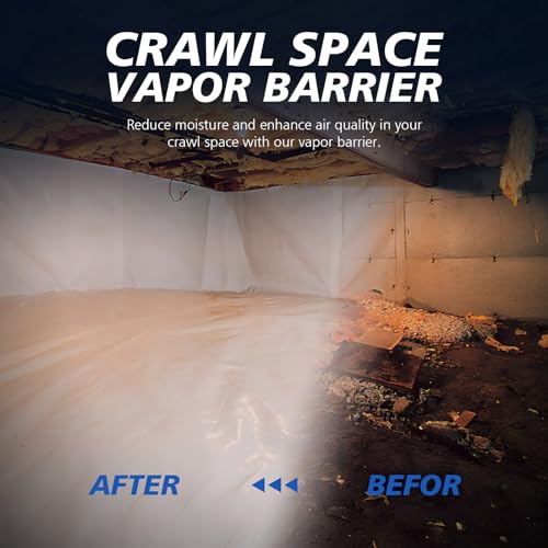 Crawl Space Vapor Barrier - 10 mil (10' x 100'), Thick Plastic sheeting, Drop Cloth Moisture Barrier Covering for Crawl Space Encapsulation, Heavy Duty Polyethylene Film, Black and White Panda Film by Crawldryer - Image 9