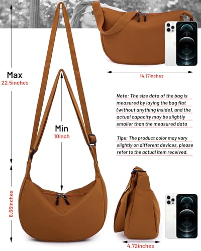 Image of Crossbody Crescent Bag for Women Men Trendy, Crescent Sling Bag with Adjustable Strap, 2 Zippers Lightweight