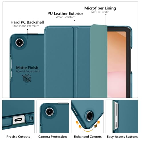 Image of MoKo for Samsung Galaxy Tab A11 Plus / A11+ Case 11 Inch 2026, Galaxy Tab A9 Plus / A9+ Case 11 Inch 2024, Slim Stand Hard PC Translucent Back Shell Smart Cover, Auto Wake /Sleep, Turquoise