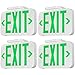 TORCHSTAR Green LED Exit Sign Emergency Light, Ceiling/Side/Back Mount, AC 120V/277V, Recharged Battery Included, Single/Double Face, UL-Listed, for Apartments, Hotels, Schools, Pack of 4