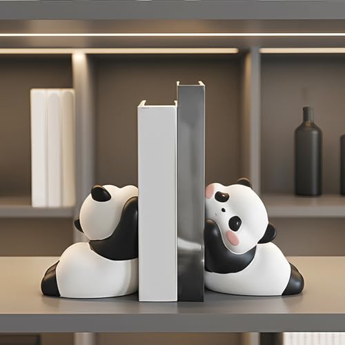 Sujetalibros de panda de resina estéticos para decoración de escritorio 4