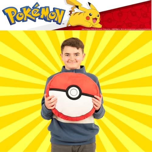 Image of Pokemon Pokeball Decorative Plush Pillow - Anime Bedding Accent for Kids - Super Soft, One Size - (Officially Licensed Product) by Franco
