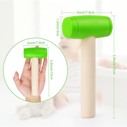 Image of 1Pcs Toy Hammer Simulation Wooden Hammers Plastic Toddler Hammer SmallPortable Kids Maintenance Tools Toys Pretend Fake Mallet Hammers for Boys Girls(Green)