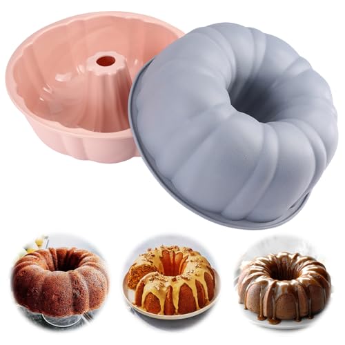 TESSTSY 2 Pièces Moule Kouglof, Moule Cake 25 cm, Moulel Kouglof Silicone, Moules Baba Au Rhum, Moules à Kouglof, Moul Savarin, Moul à Kouglof en Silicone,...