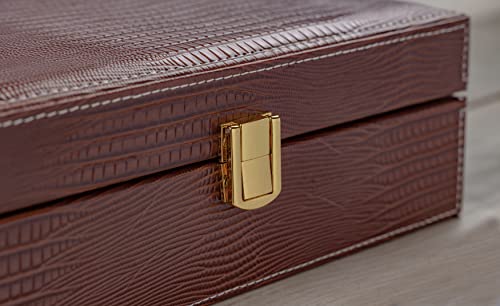 Prestige Import Group - The Alligator Cigar Humidor Gift Set - (Includes: Cigar Humi-Tube, Finger Leather 2 Cigar Case, Hygrometer, 2 Humidifiers) - Color: Brown #TOP3