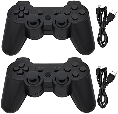 Ceozon PS3 Controller Wireless 2 Pack Play-Station 3 Controller Bluetooth Gamepad Compatible for Sony PS3 Controller Wireless Remote Joystick with Charging Cables Black and Black